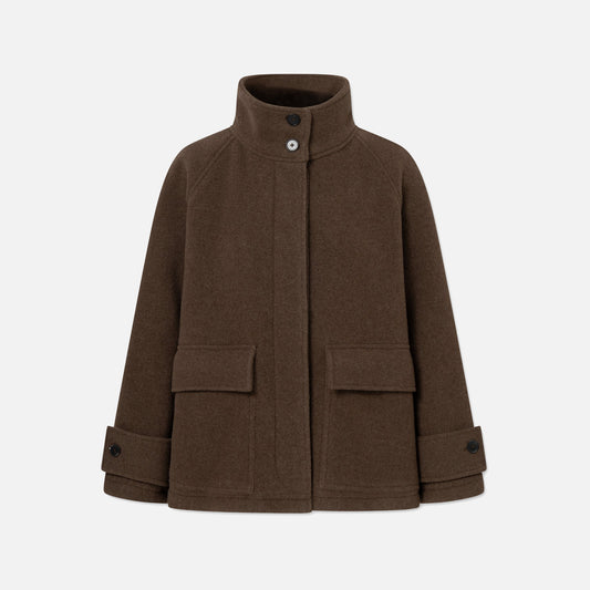Chika Heavy Wool Jacket - Rue De Tokyo - Brown Melange