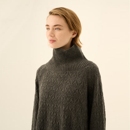 Kimiko Meino Cashmere Sweater - Rue De Tokyo - Dark Brown Melange - Detaljefoto