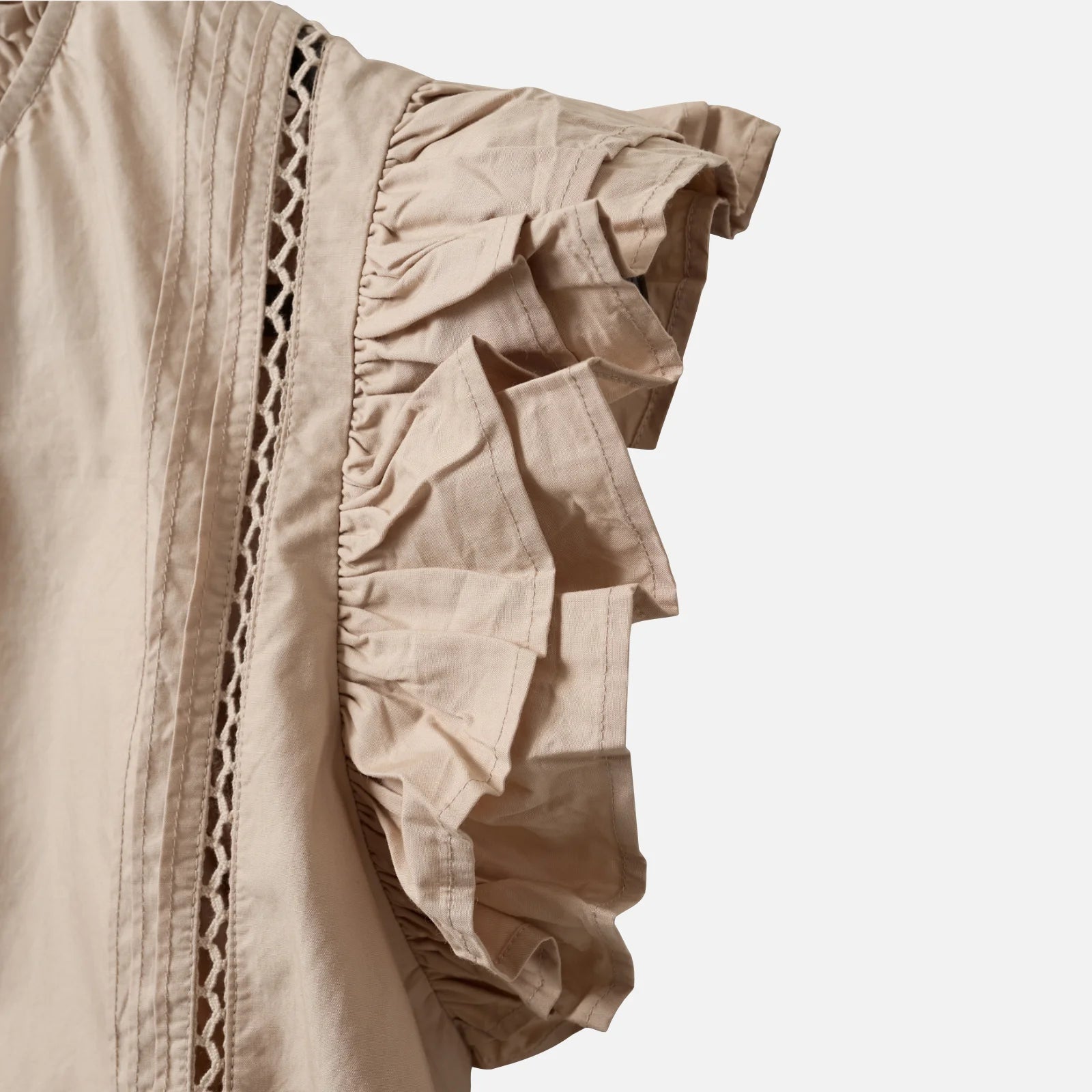 JulienSW Frill Cotton Top fra Sofie Schnoor - Feather Gray - Detalje af ærme