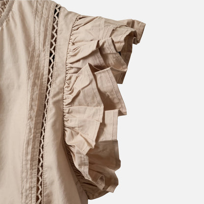 JulienSW Frill Cotton Top fra Sofie Schnoor - Feather Gray - Detalje af ærme