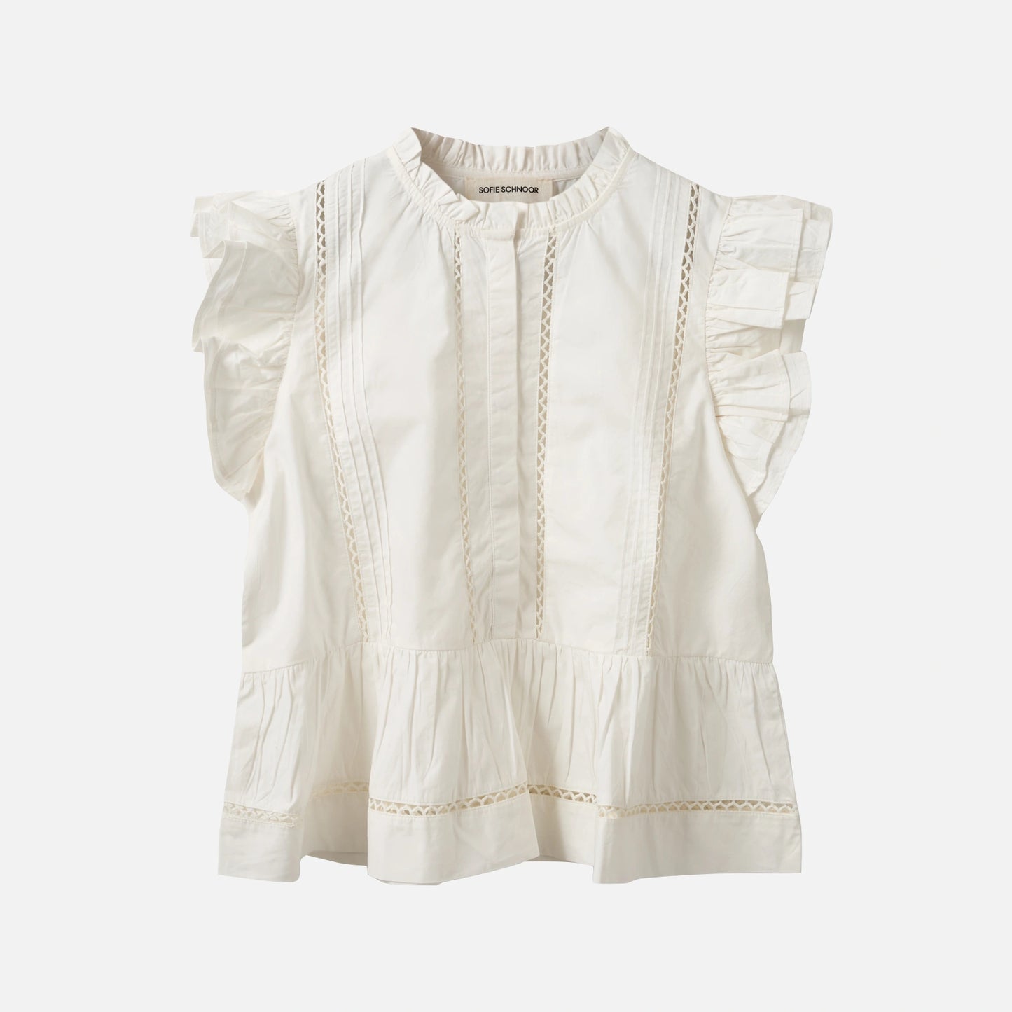 JulienSW Frill Cotton Top fra Sofie Schnoor - White Alyssum