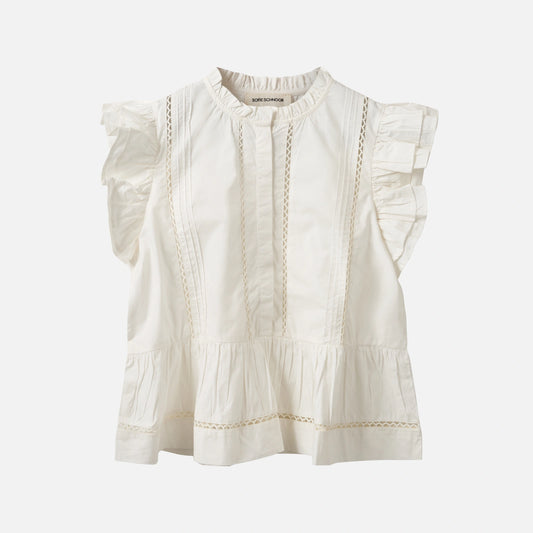 JulienSW Frill Cotton Top fra Sofie Schnoor - White Alyssum