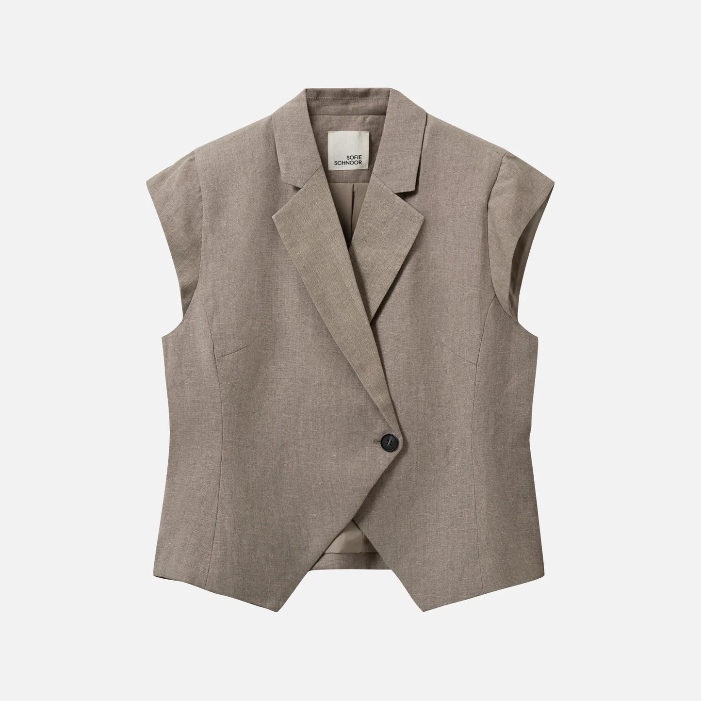 MajseSW Linen Mix Cap Sleeve Blazer - Sofie Schnoor - Dark Sand
