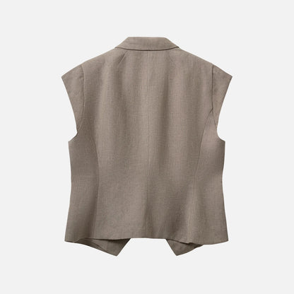 MajseSW Linen Mix Cap Sleeve Blazer - Sofie Schnoor - Dark Sand - Ryg
