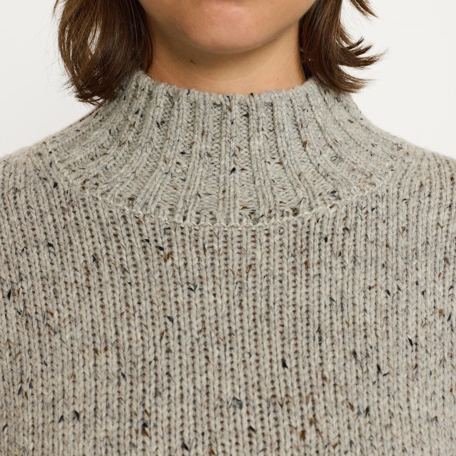 SRNemo high neck Knit fra Soft Rebels - Medium Grey Melange - Detalje