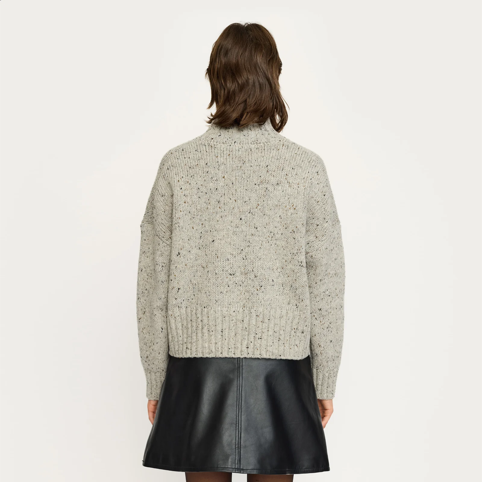 SRNemo high neck Knit fra Soft Rebels - Medium Grey Melange - Model ryg