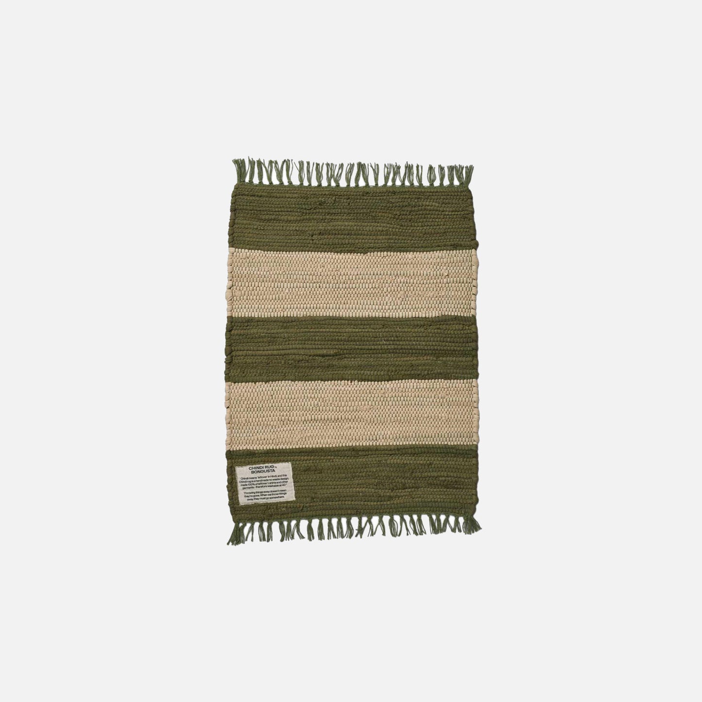 Chindi tæppe fra Bongusta i Army/Beige (45x60 cm)
