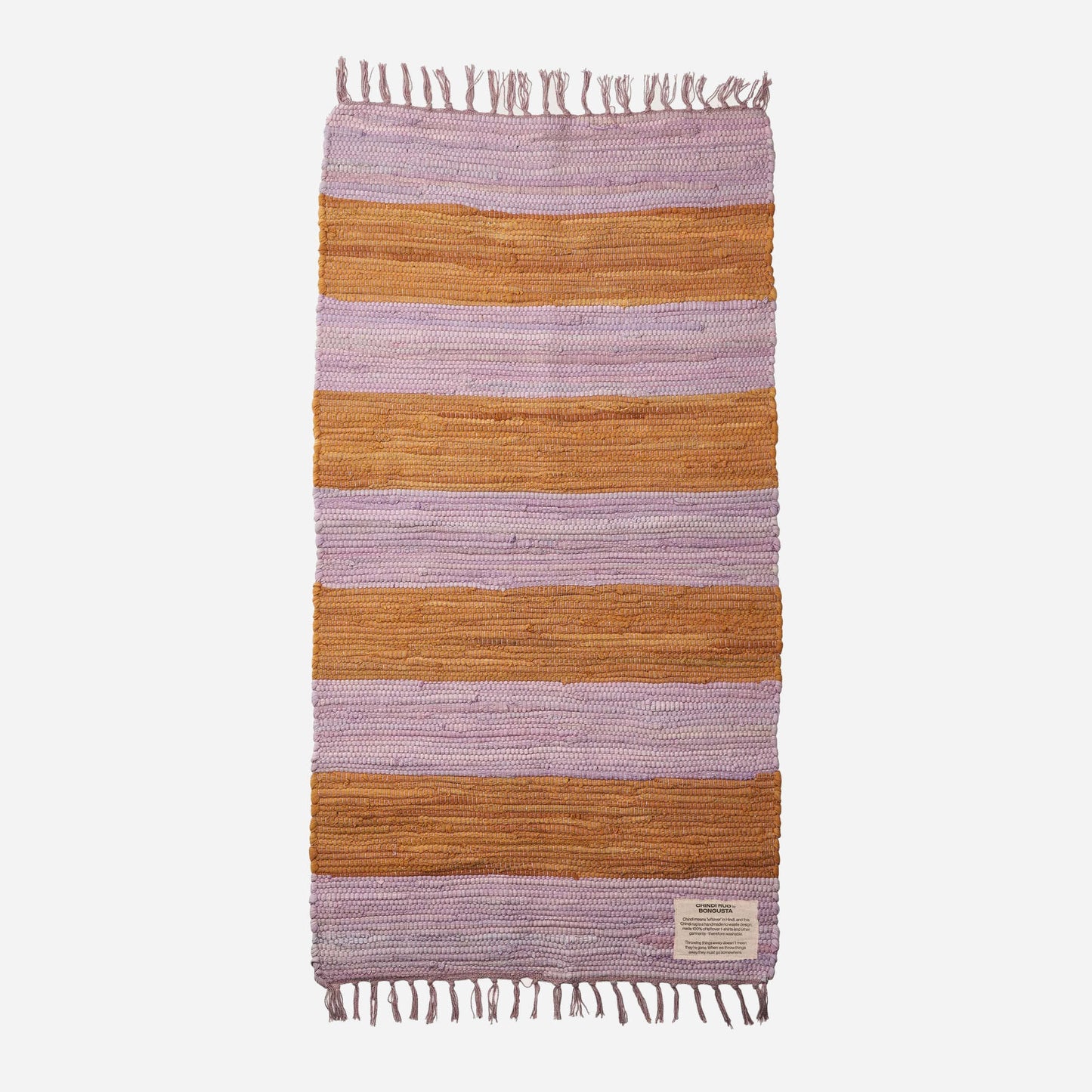  Chindi tæppe fra Bongusta i 60x120 cm i Lilac/Golden, 400 kr.