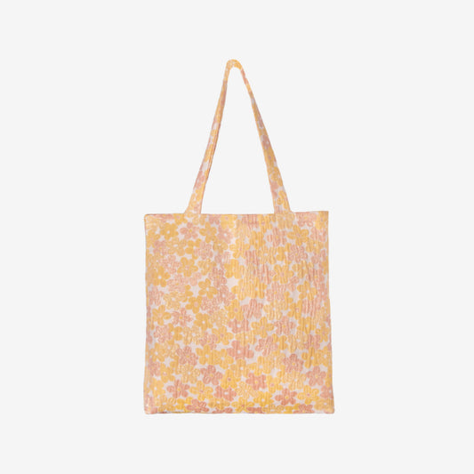 Shopper net fra Dagny i offwhite med gule og cognacfarvede blomster