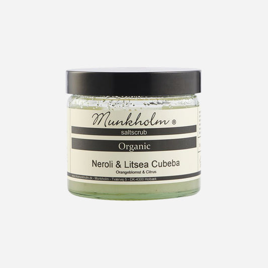 Økologisk saltscrub fra Munkholm, Neroli & Litsea Cubeba, 300 g