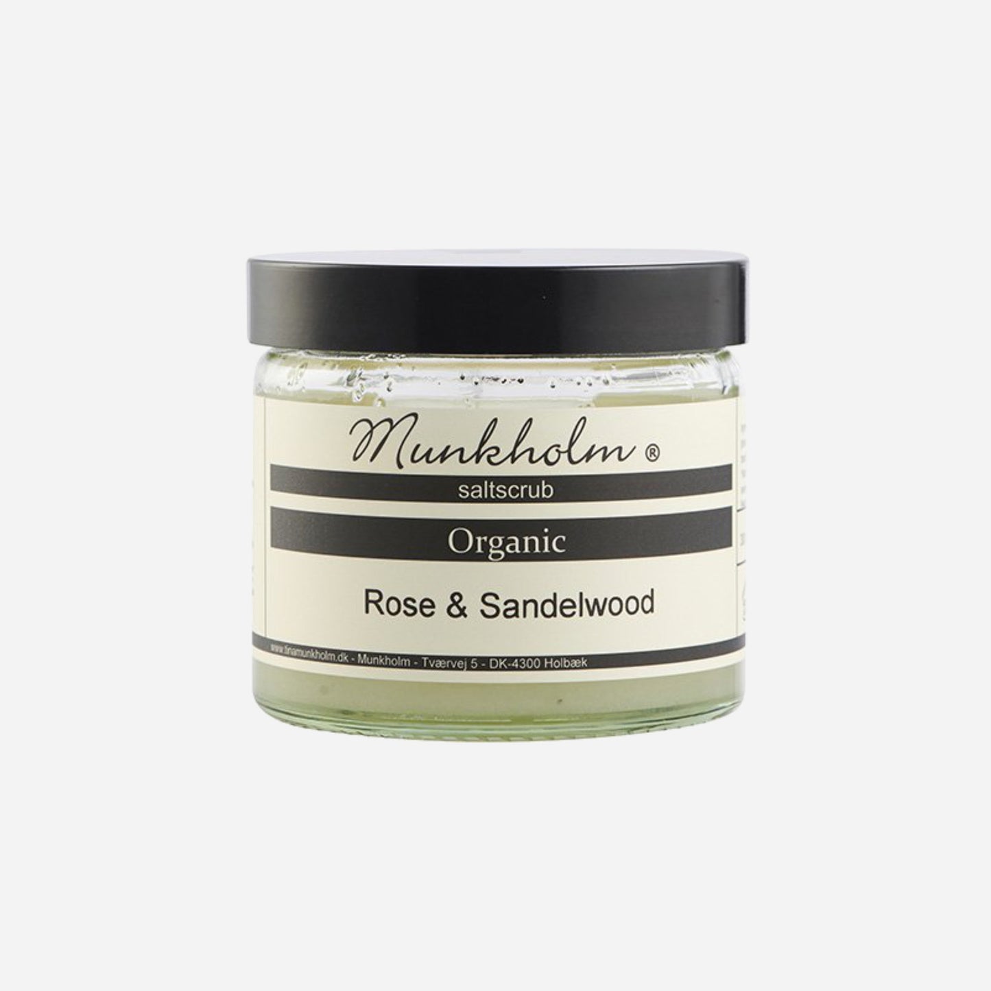 Økologisk saltscrub fra Munkholm, Rose & Sandelwood, 300 g