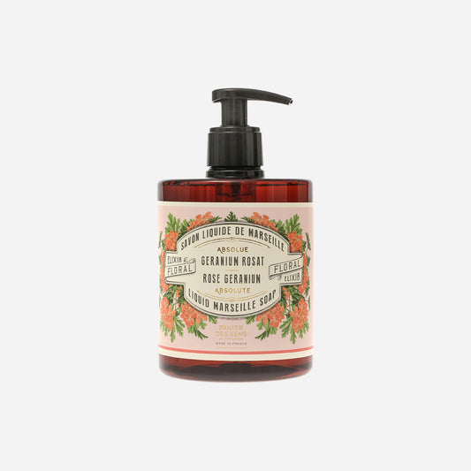  Flydende sæbe med duft af Rose Geranium fra Panier Des Sens, 129 kr.