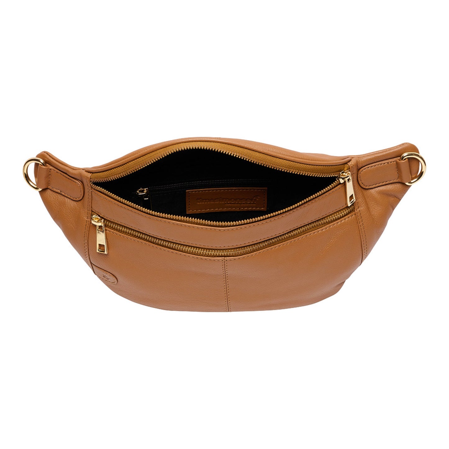 Astrid Bum Bag fra Tim & Simonsen i cognac/gold (åben), 649 kr.