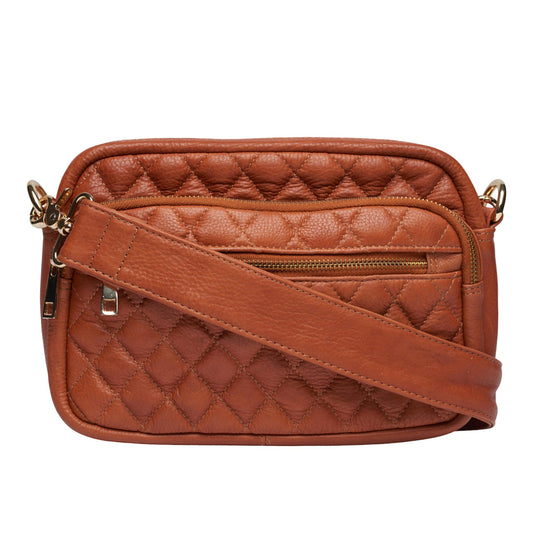 Jada Crossover Taske i cognacfarvet skind, 899 kr.